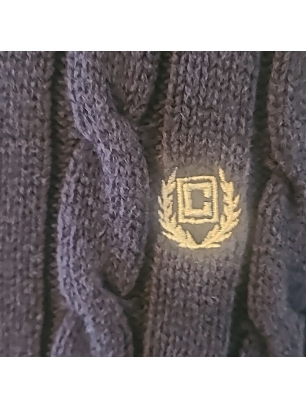 Chaps Cable Knit Sweater.sz.L.dark Blue/white Chaps Emblem. Unisex. (#1573) - Picture 3 of 15